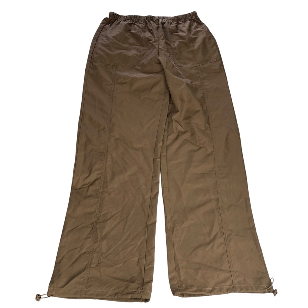 Le Lis Collection Brown Nylon Jogger Pants Elastic Waist Drawstring Hem Small‎
